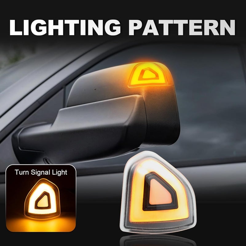 Aexploer Side Tow Mirror Turn Signal Lights LED Compatible with Ram 1500 2021-2023/for Ram 1500 Classic 2022 2023/for Ram 2500 3500 19-22 Amber Blink Turn Marker White LED Position Lights (Clear Len) - Image 2